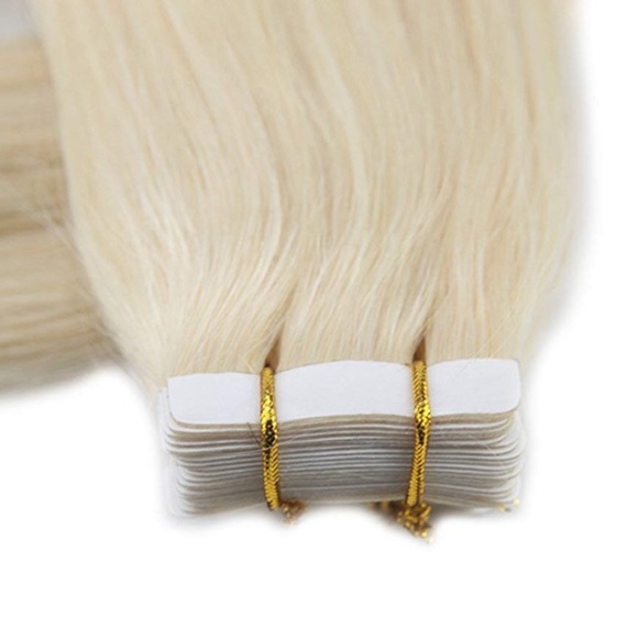 ✨2 18” PLATINUM Blonde HUMAN HAIR TAPE INS *NWT* - Picture 2 of 6